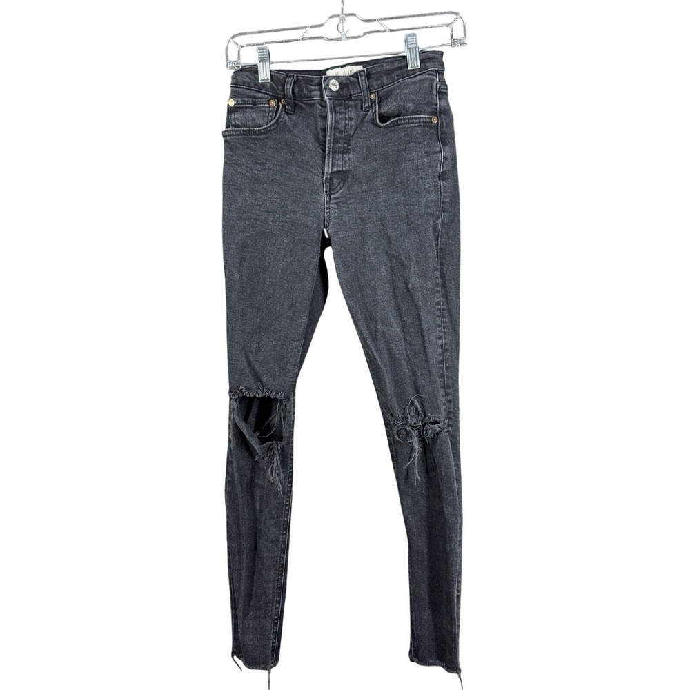 We The Free Jeans Women 26 Black Distressed High‎ Rise Skinny Denim